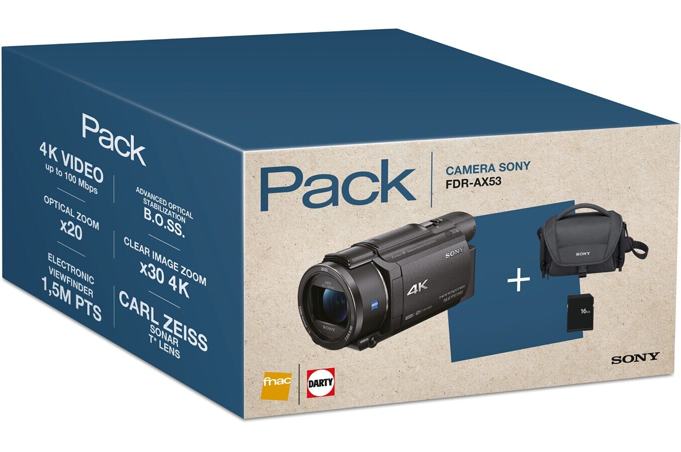 Caméscope SONY PACK FDR-AX53 4K + FOURRE-TOUT + SD 16GO 6 1 19