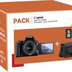 Appareil photo Reflex CANON PACK EOS 200D NOIR + EF-S 18-55 MM F/4-5,6 IS STM + HOUSSE + CARTE SD 16 GO