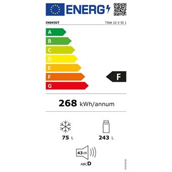 Réfrigérateur combiné 60cm 318l brassé inox Indesit TIAA12VSI1/1