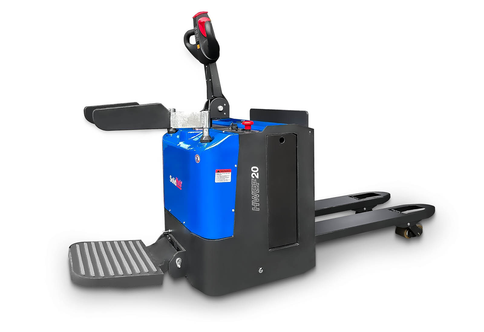 Transpalette électrique HWEF20 avec poste de conduite et chargeur, marchandise-B, poids de traction 2.000 kg, SolidHub 6 22527 220666 HWEF20 gesamtansicht seitlich3