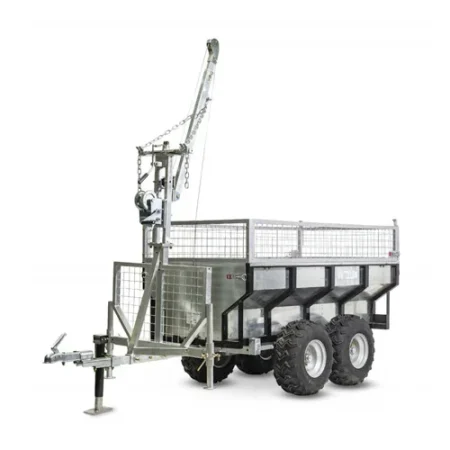 Remorque 1000 kg avec benne galvanisée et grue