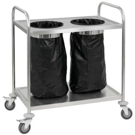 Chariot porte sac-poubelle inox