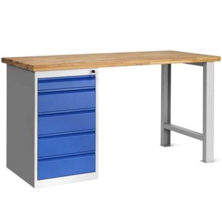 Etabli professionnel L. 1500 mm – Version 1 coffre porteur (5 tiroirs)