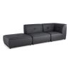 Canapé 3 pièces Modulable avec Fauteuil d&rsquo;angle et Pouf – Simili Gris Anthracite – L 100 x P 100 x H 75 cm HEXAGONE – PITTSBURGH
