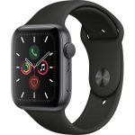 Apple Watch Series 5 GPS 44 mm Boîtier Aluminium Gris Sidéral avec Bracelet Sport Noir – M/L
