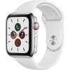 Apple Watch Series 5 Cellular 44 mm Boîtier en Acier Inoxydable avec Bracelet Sport Blanc – M/L
