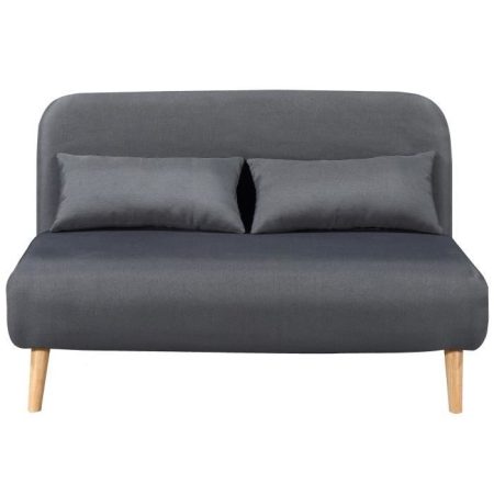 Banquette BZ 2 places – Tissu gris anthracite – Scandinave – L 132 x P 90 cm