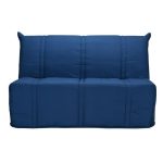 Banquette BZ SANNA 140×190 cm 3 places – Tissu Marine – L 143 x P 101 x P 95 cm