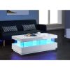 Table basse led contemporain laqué blanc brillant 120cm