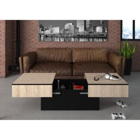 Table basse – Décor Frêne et Noir – L 113 x P 60 x H 40 cm