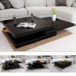 Table basse de salon moderne 80 x 80 cm – Noir
