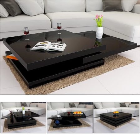 Table basse de salon moderne 80 x 80 cm – Noir