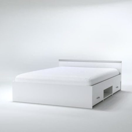 Lit adulte contemporain blanc mat – l 140 x L 190 cm
