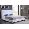 Lit adulte contemporain simili blanc – Sommier et tête de lit avec LED inclus – l 140 x L 190 cm