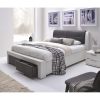 Lit adulte contemporain simili blanc et noir – Sommier inclus – l 140 x L 190 cm