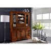 Buffet-Vitrine-Vaisselier, Bois Massif D&rsquo;Acacia, Style Colonial, Couleur Nougat, OXFORD #530