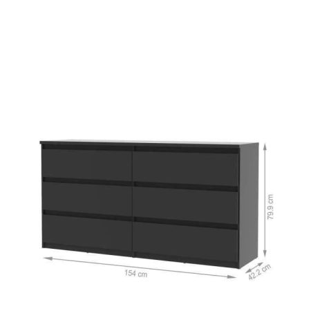 Commode de chambre – style contemporain noir mat – L 154 cm