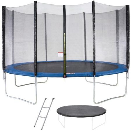 Trampoline MAXI ECO Ø 430 cm Bleu – Avec Filet, Echelle, Couverture de protection