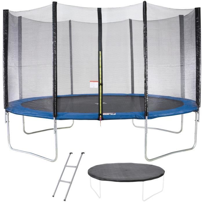 Trampoline MAXI ECO Ø 430 cm Bleu – Avec Filet, Echelle, Couverture de protection 3 a 167 1