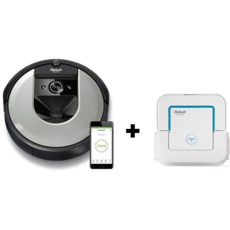 Aspirateur Robot connecté ROOMBA i7156 + Robot nettoyeur connecté BRAAVA Jet 250 offert