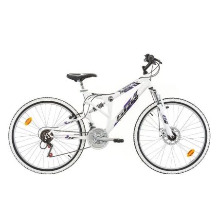 VTT 26 » Tout Suspendu Femme « Axis » équipé de 18 vitesses indéxées, frein à disque avant, V-Brake arrière & pneus bi-couleurs