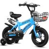 Vélo Enfant Léger Vélo Solide pour Fille Garçon 2-4-6-7-8-9-10 ans Vélo Bébé Cadeaux Noel pour Enfant 12-14-16-27 Inch Bleu