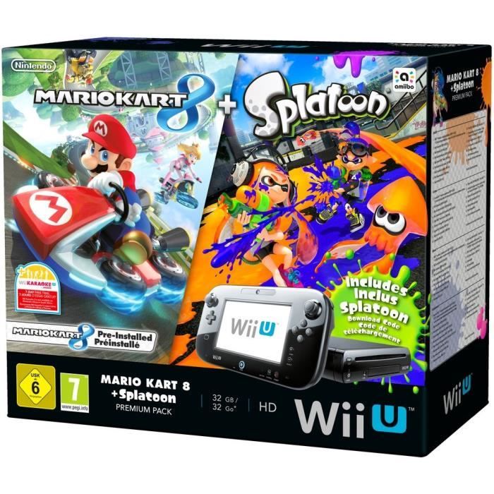 Wii U + Mario Kart 8 Préinstallé + Splatoon (en code de téléchargement) 1 a 375