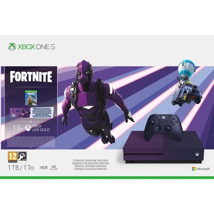 Xbox One S 1 To Fortnite + 1 mois d’essai au Xbox Live Gold et 1 mois d’essai aux services XBOX Gamepass 6 a 379