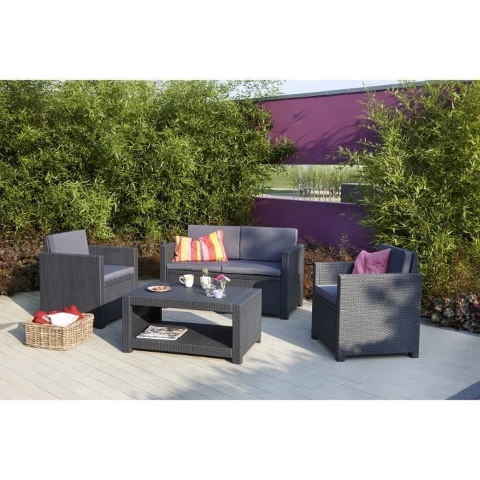 Salon de jardin en imitation résine tressée ALLIBERT 4 personnes MONACO Gris 2 a 66 1 1
