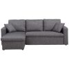 Canapé d&rsquo;angle réversible convertible 3 places + Coffre de rangement – Tissu gris chiné – Contemporain – L 223 x P 150 cm