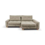 Canapé d&rsquo;angle droit convertible PICOLO – Tissu beige – L 234 x P 167 x H 103 cm
