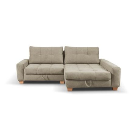 Canapé d&rsquo;angle droit convertible PICOLO – Tissu beige – L 234 x P 167 x H 103 cm