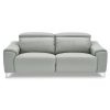 Canapé relaxation électrique 3 places en cuir BIANCA – Gris clair 52 cm Gris Perle