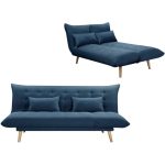 Banquette convertible 3 places – Tissu Bleu pétrole – L 197 x P 94 x H 86 cm
