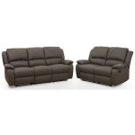 canapés de relaxation droit 3 + 2 places – Simili taupe foncé – Contemporain – L 190 et 144 x P 93 cm