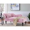 Méridienne capitonné en velours rose SHIMA – Angle Droit
