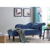 Méridienne capitonné en velours bleu SHIMA – Angle Gauche