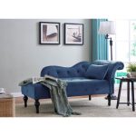 Méridienne capitonné en velours bleu SHIMA – Angle Gauche