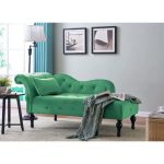 Méridienne capitonné en velours vert SHIMA – Angle Droit