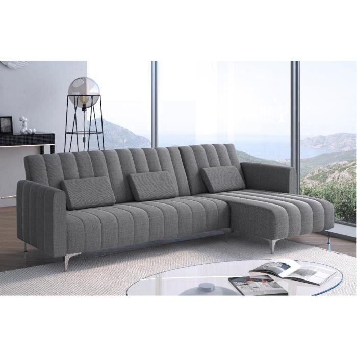 Canapé d’angle réversible Milano 267cm, convertible en lit, Gris. 5 a 97