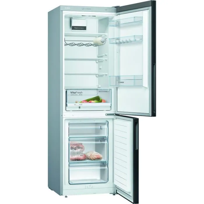 BOSCH KGV36VBEAS – Réfrigérateur combiné – 307 L (213 + 94 L) – Froid low frost – L 60 x H 186 cm – Noir