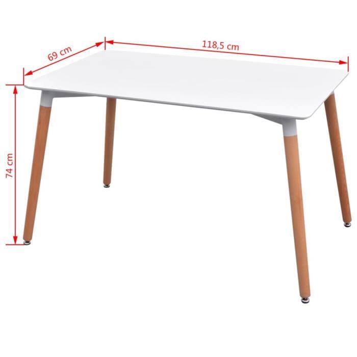 table à manger Avec chaises Blanche 7 Pieces en Bois de Hêtre et MDF Cuisine Salle à manger Salon Dîner Blanc et Noir table