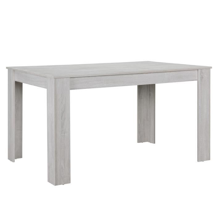 Table à manger chêne blanc avec 6 chaises gris brilliant cuir-synthétique rembourré140×90