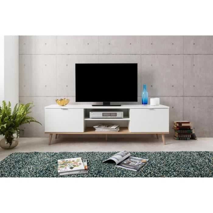 Meuble TV scandinave blanc – L 160 cm