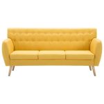 Canapé à 3 places Revêtement en tissu 172x70x82 cm Jaune