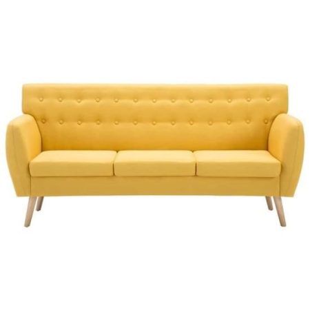 Canapé à 3 places Revêtement en tissu 172x70x82 cm Jaune