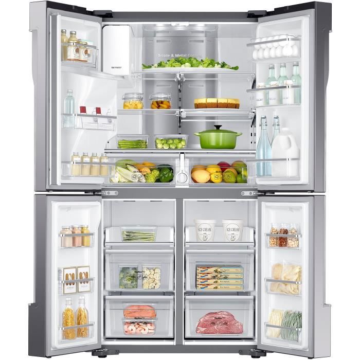 Réfrigérateur américain – 564L (361 + 203 L) – Froid ventilé-A+ – L 90,8 x H 182,5 cm – Inox anti trace SAMSUNG RF56J9040SR –