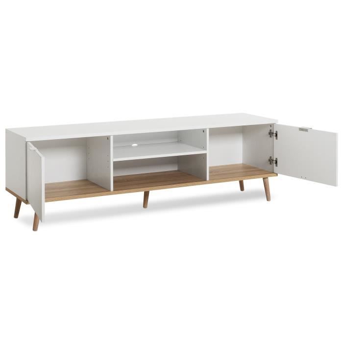 Meuble TV scandinave blanc – L 160 cm