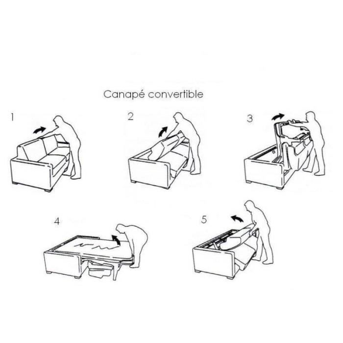 Canapé lit 3-4 places MASTER convertible ouverture RAPIDO 160 cm Cuir Eco Gris Silex MATELAS 18 CM INCLUS