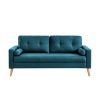 Canapé droit fixe 3 places – Tissu bleu – Scandinave – L 181 x P 86 cm